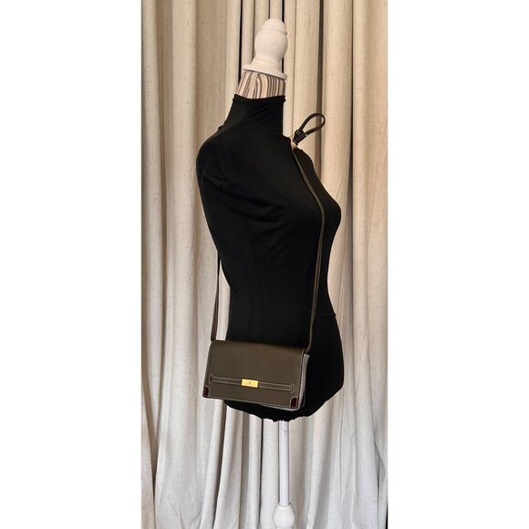 Stunning! Tory Burch Petite Lee Radziwill Olive Leather & Suede Crossbody/Shoul - Picture 13 of 14
